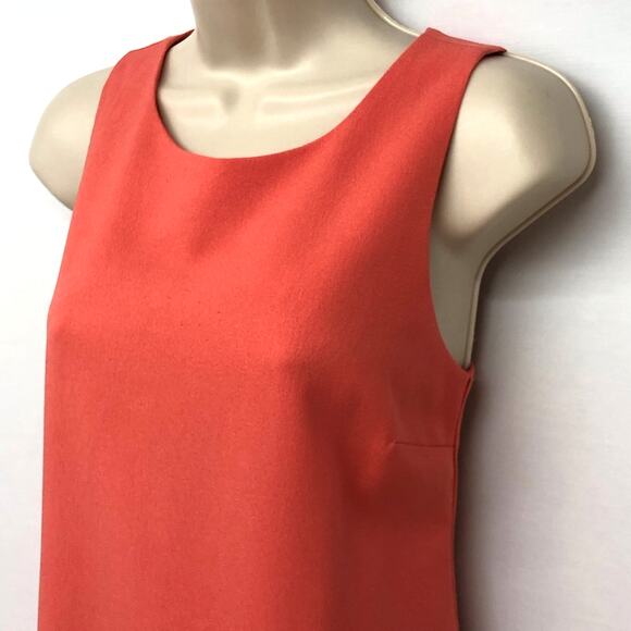 Monteau Los Angeles Orange Sleeveless Shift Dress Scalloped Edging Scop Neckline - Picture 3 of 16